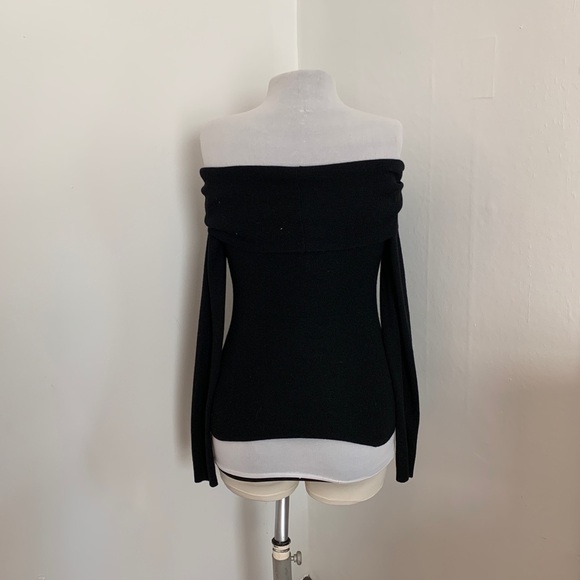NWT Studio By The Workshop Black Off Shoulder Soft Wool Blend Sweater NEW S Rib - Picture 10 of 16